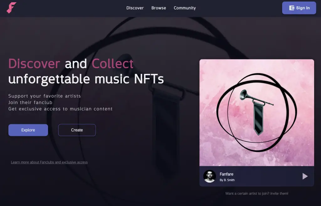 Fanfare FM music nft platform
