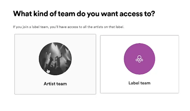 Request access to Spotify for Artists